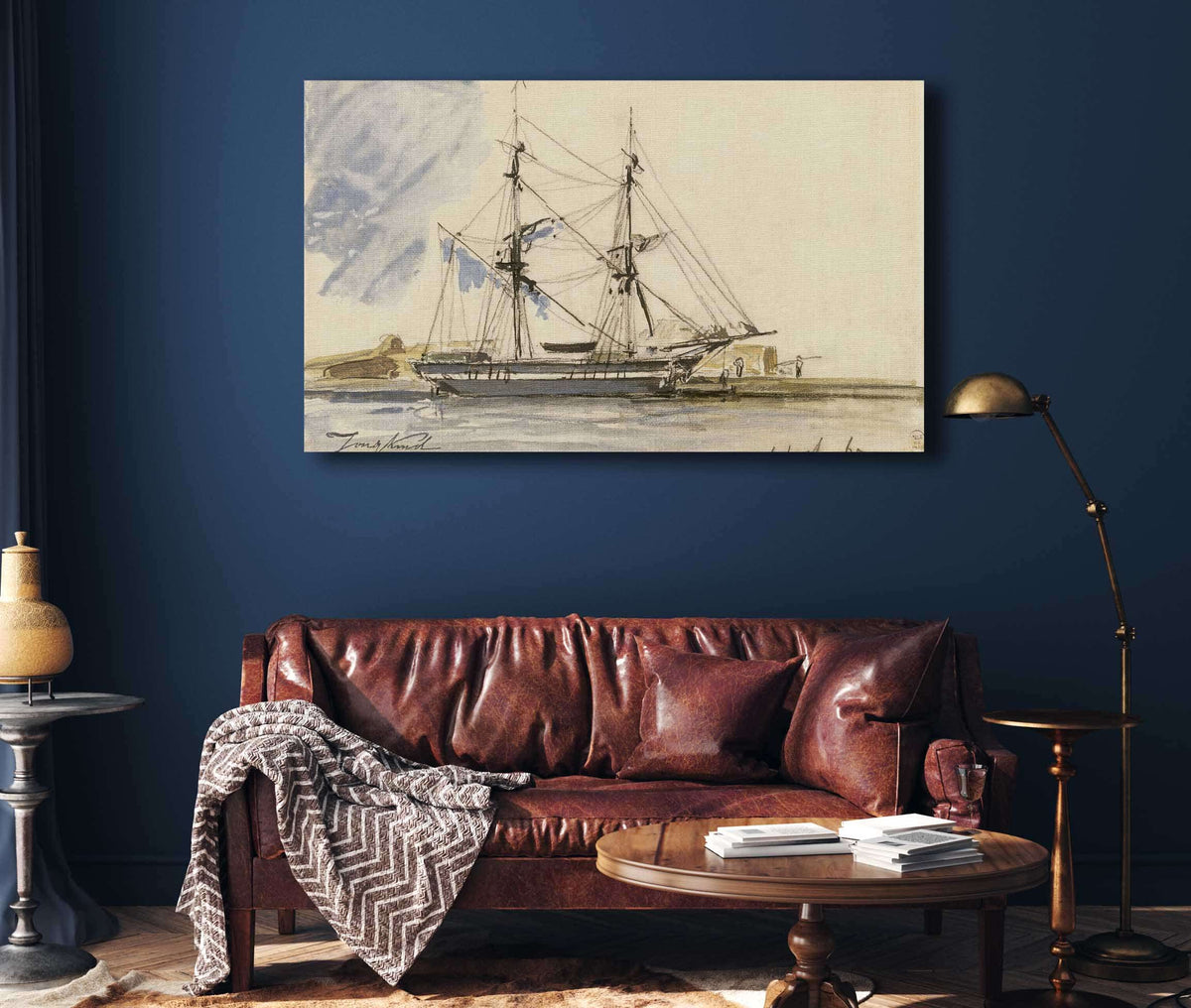 Bateau A Voile Accoste by Johan Barthold Jongkind