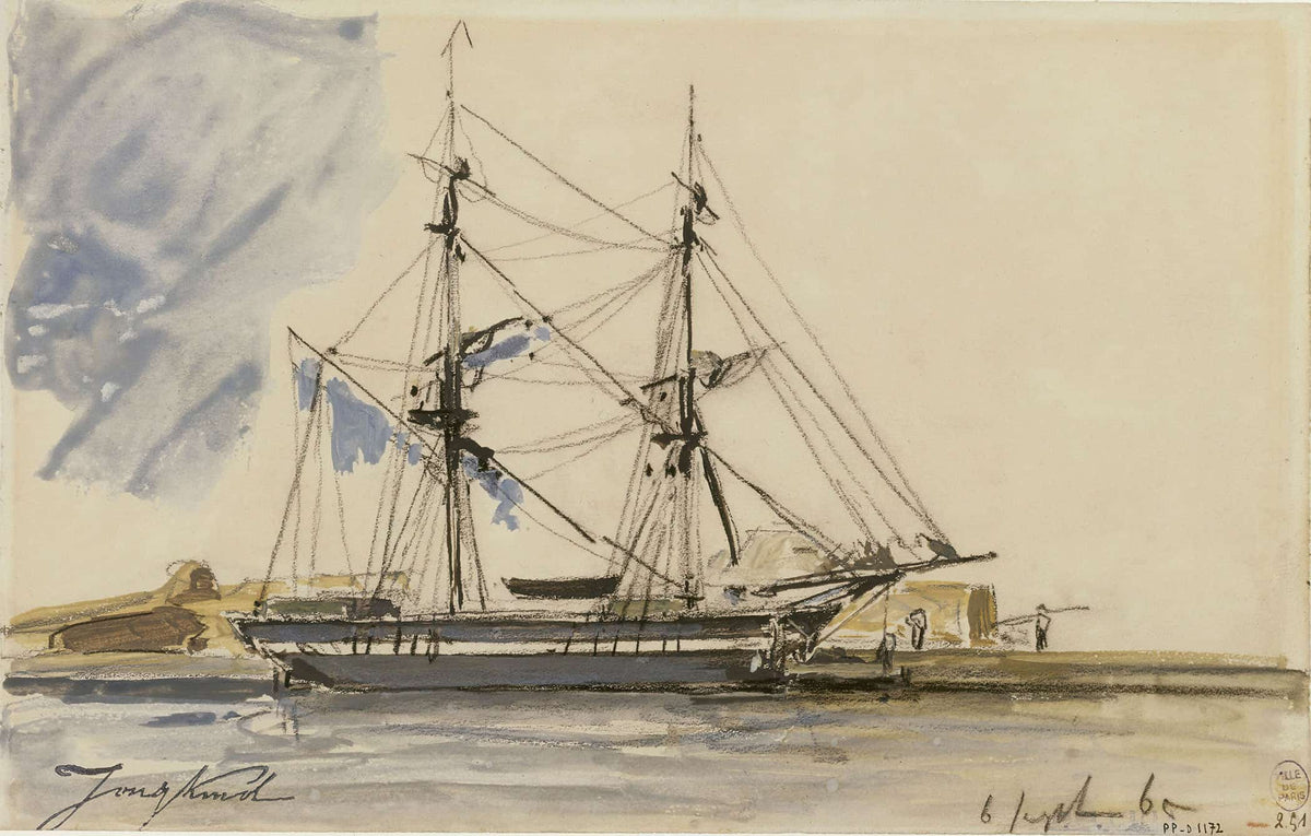 Bateau A Voile Accoste by Johan Barthold Jongkind