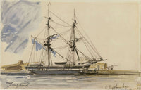 Bateau A Voile Accoste by Johan Barthold Jongkind