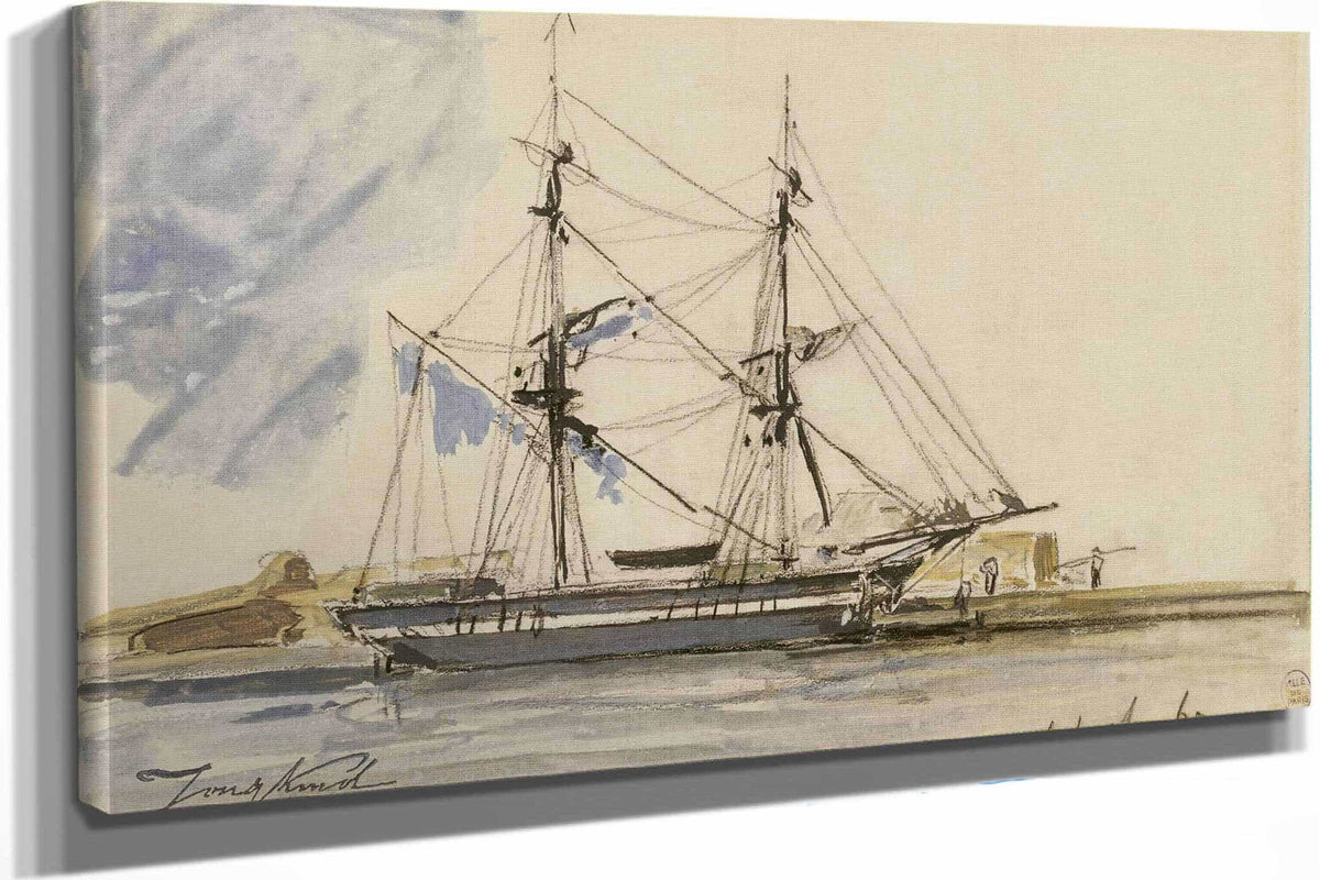 Bateau A Voile Accoste by Johan Barthold Jongkind