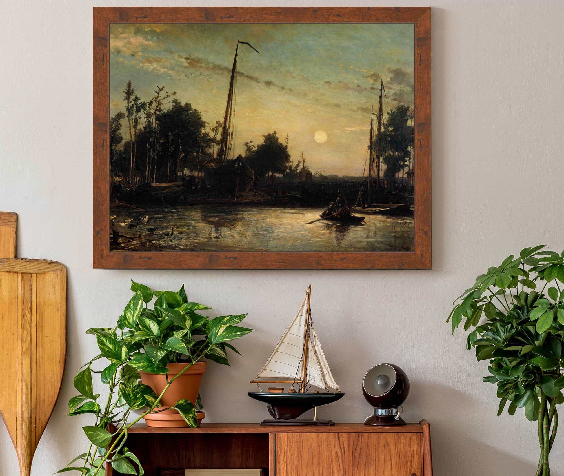Bateau En Construction En Bord De Canal Paysage Hollandais by Johan Barthold Jongkind