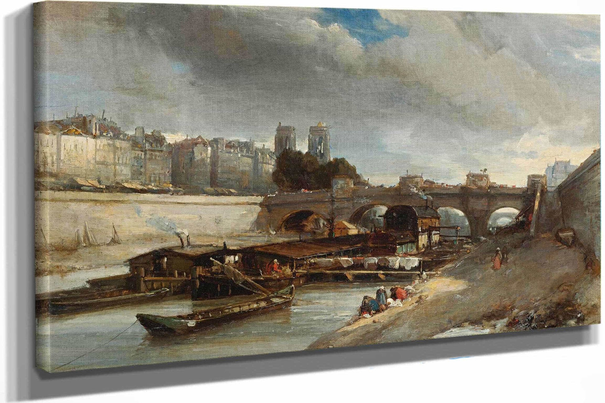 Bateau Lavoir Pres Du Pont Neuf Paris by Johan Barthold Jongkind