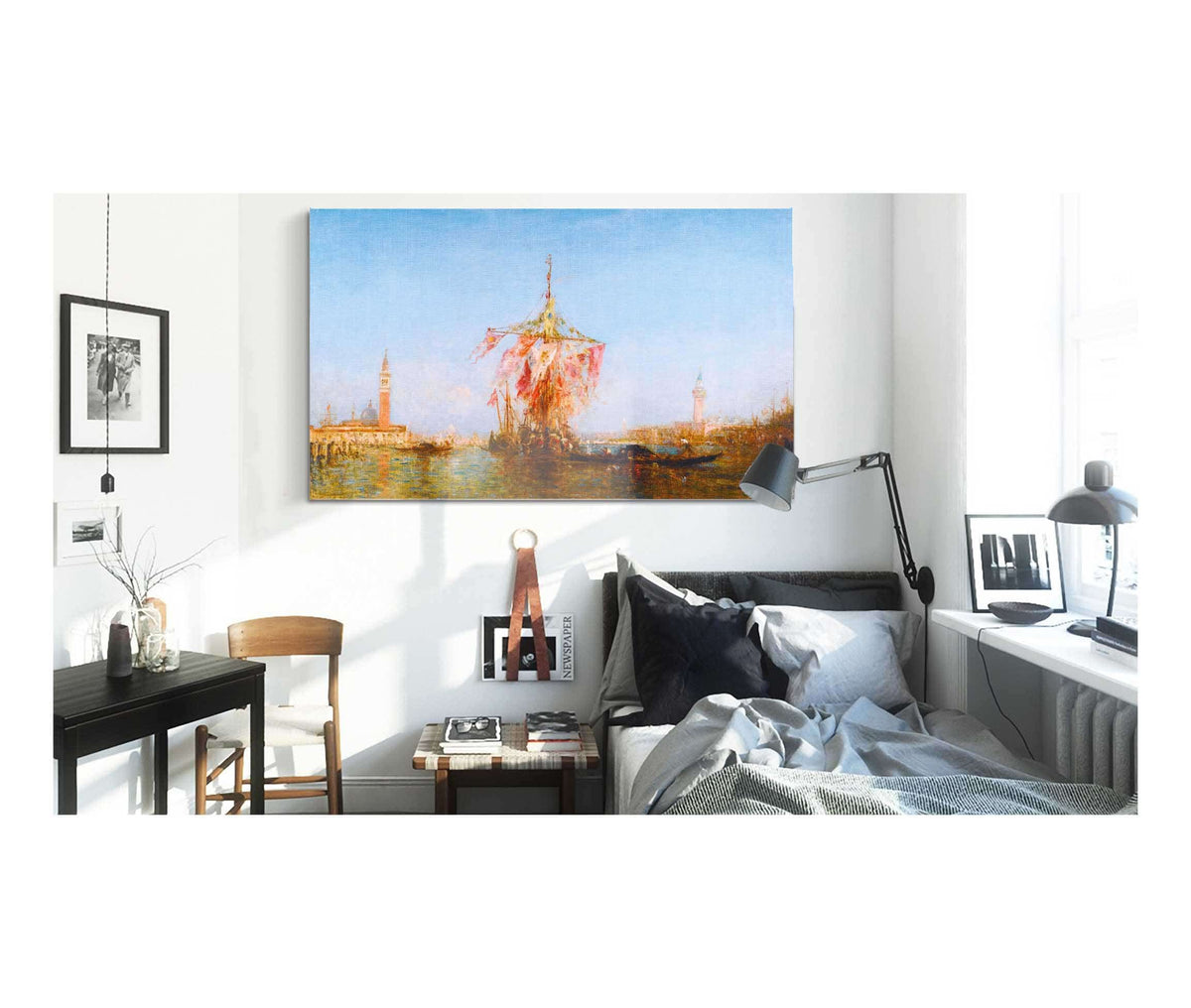 Bateau Pavoise Sur Le Bassin Venise by Felix Ziem