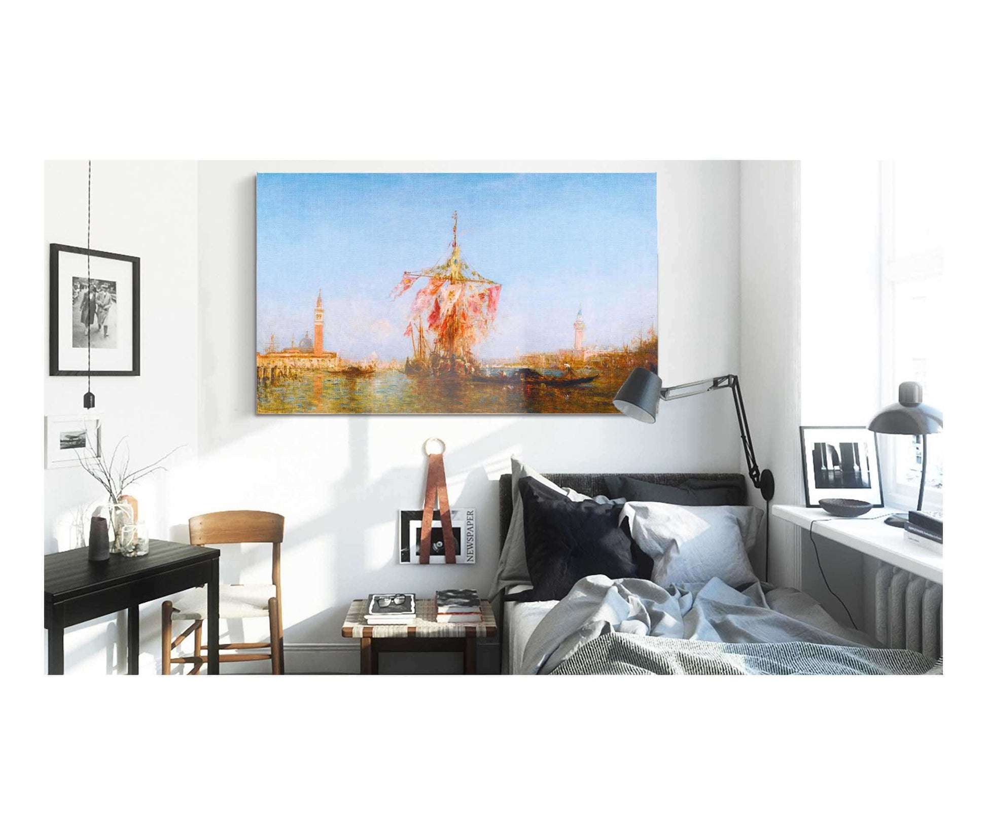 Bateau Pavoise Sur Le Bassin Venise by Felix Ziem