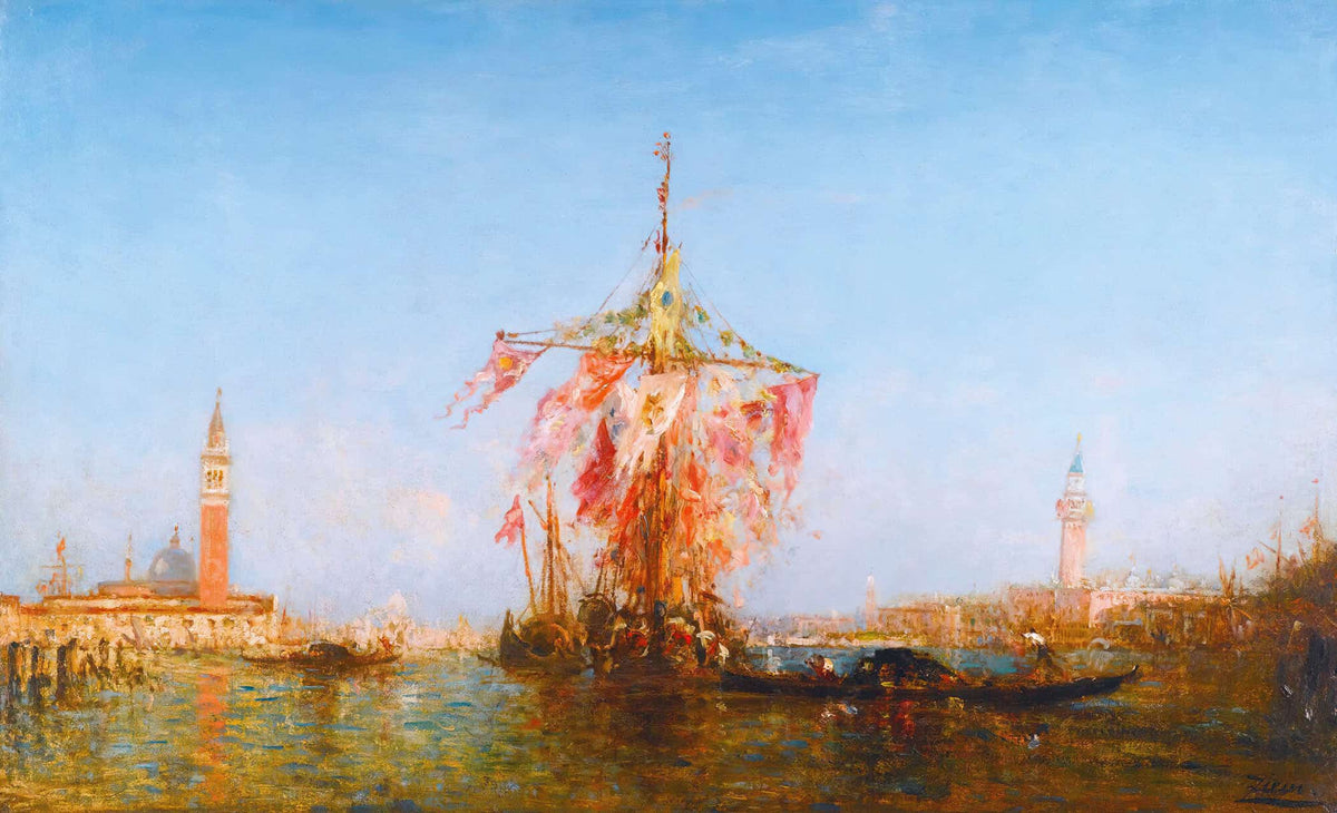 Bateau Pavoise Sur Le Bassin Venise by Felix Ziem