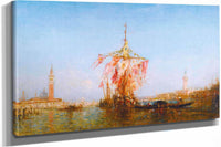 Bateau Pavoise Sur Le Bassin Venise by Felix Ziem