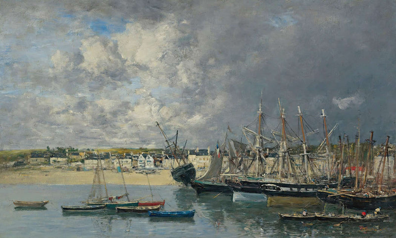 Bateaux A Lancre Dans Le Port Portrieux by Eugene Boudin