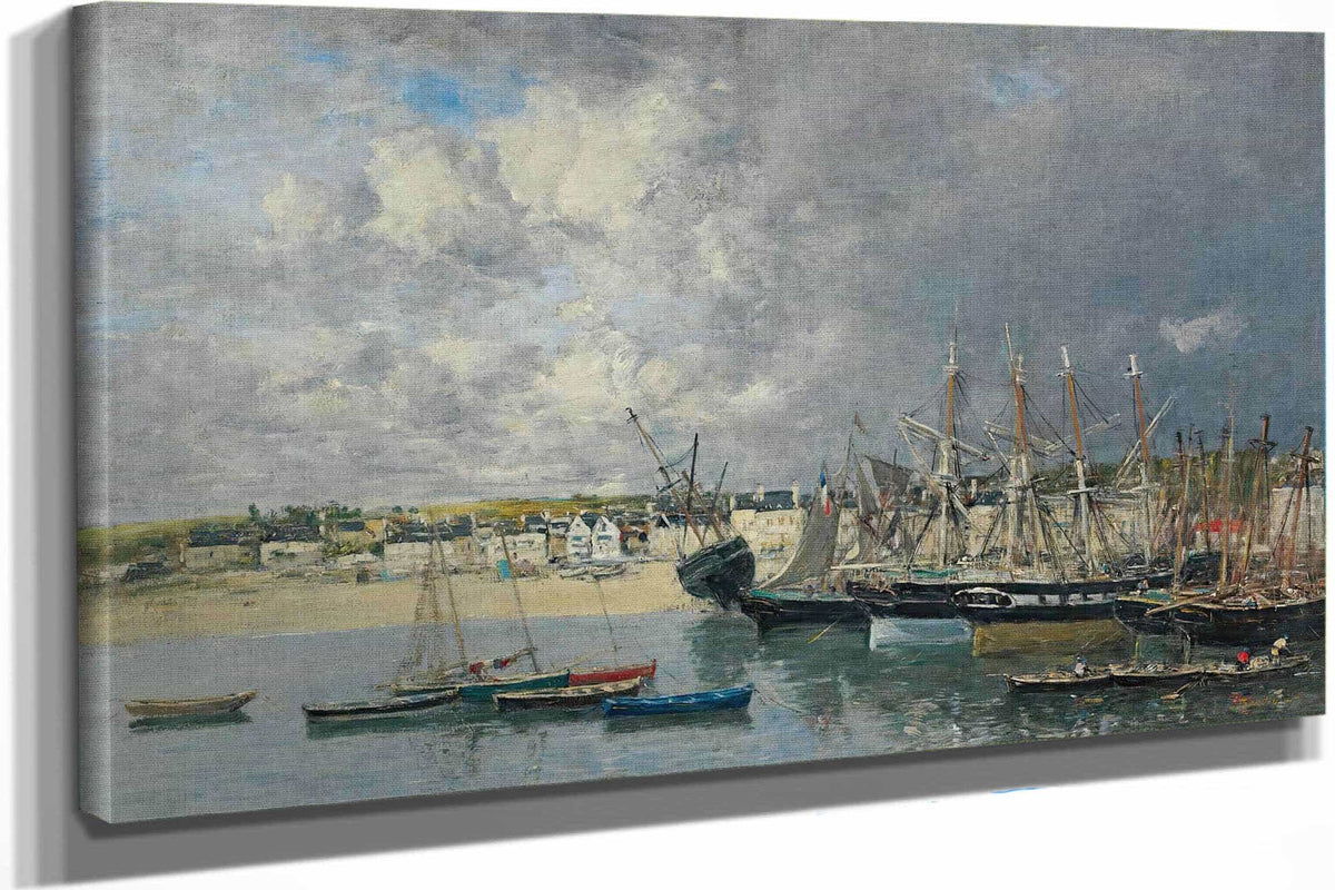 Bateaux A Lancre Dans Le Port Portrieux by Eugene Boudin