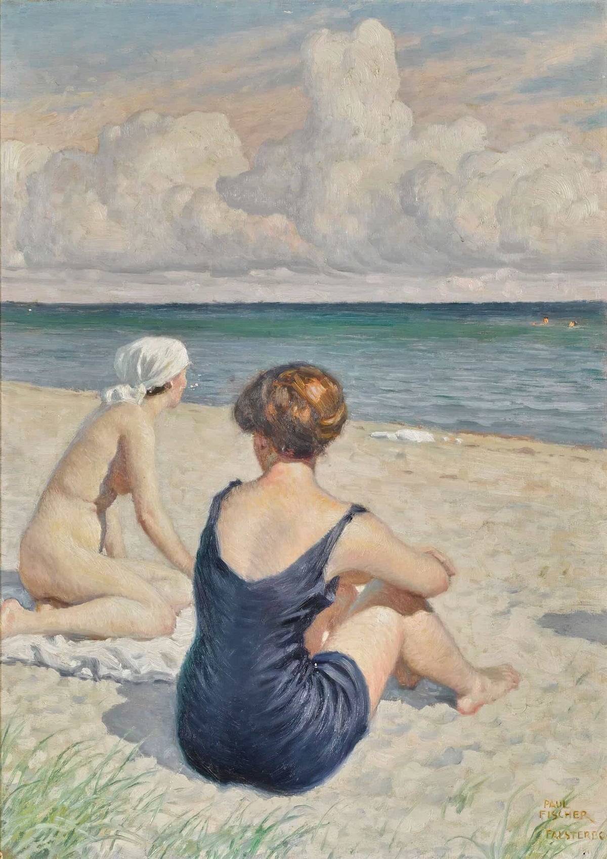 Bathers On The Beach Falsterbo by Paul Fischer