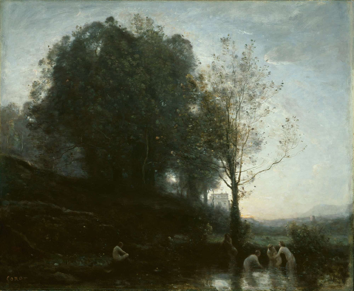 Bathing Nymphs And Child by Jean Baptiste Camille Corot