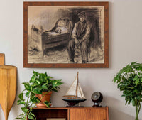 Bauer An Der Wiege Der Witwer by Max Liebermann