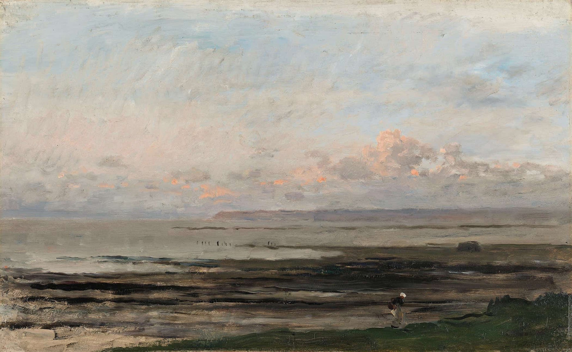 Beach At Ebb Tide C by Charles Francois Daubigny