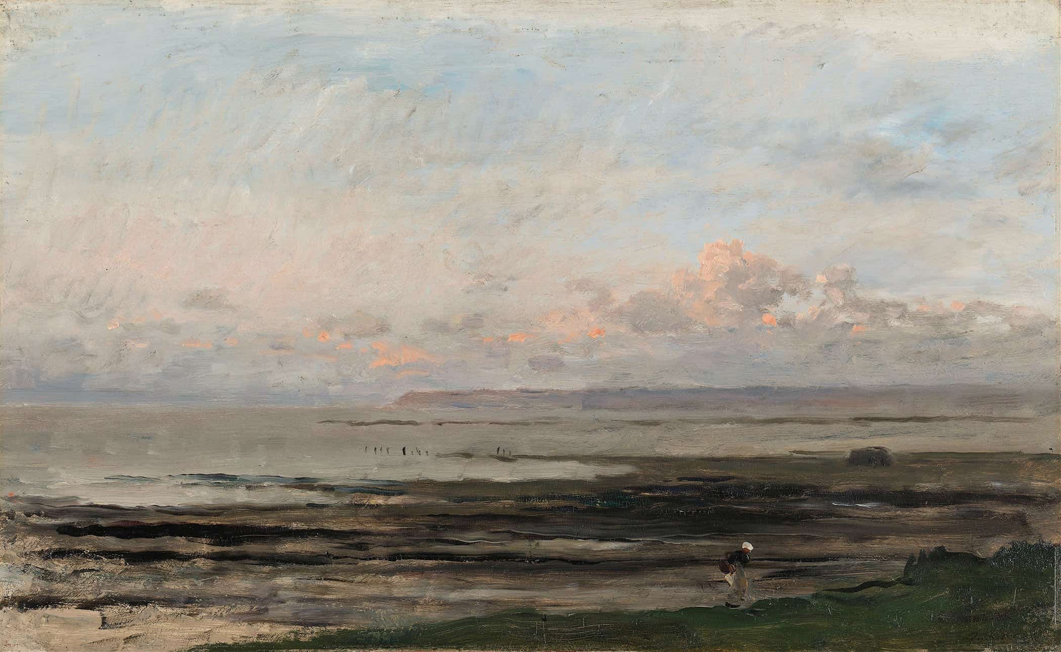 Beach At Ebb Tide C by Charles Francois Daubigny