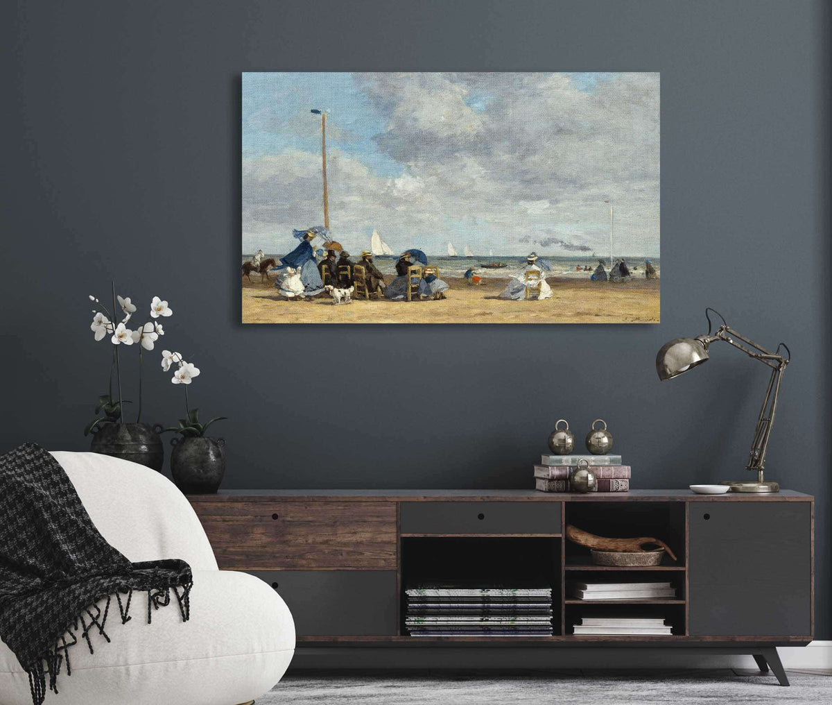 Beach At Trouville by Eugene Boudin