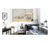 Beach House With Flags At Trouville by Eugene Boudin