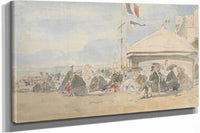 Beach House With Flags At Trouville by Eugene Boudin