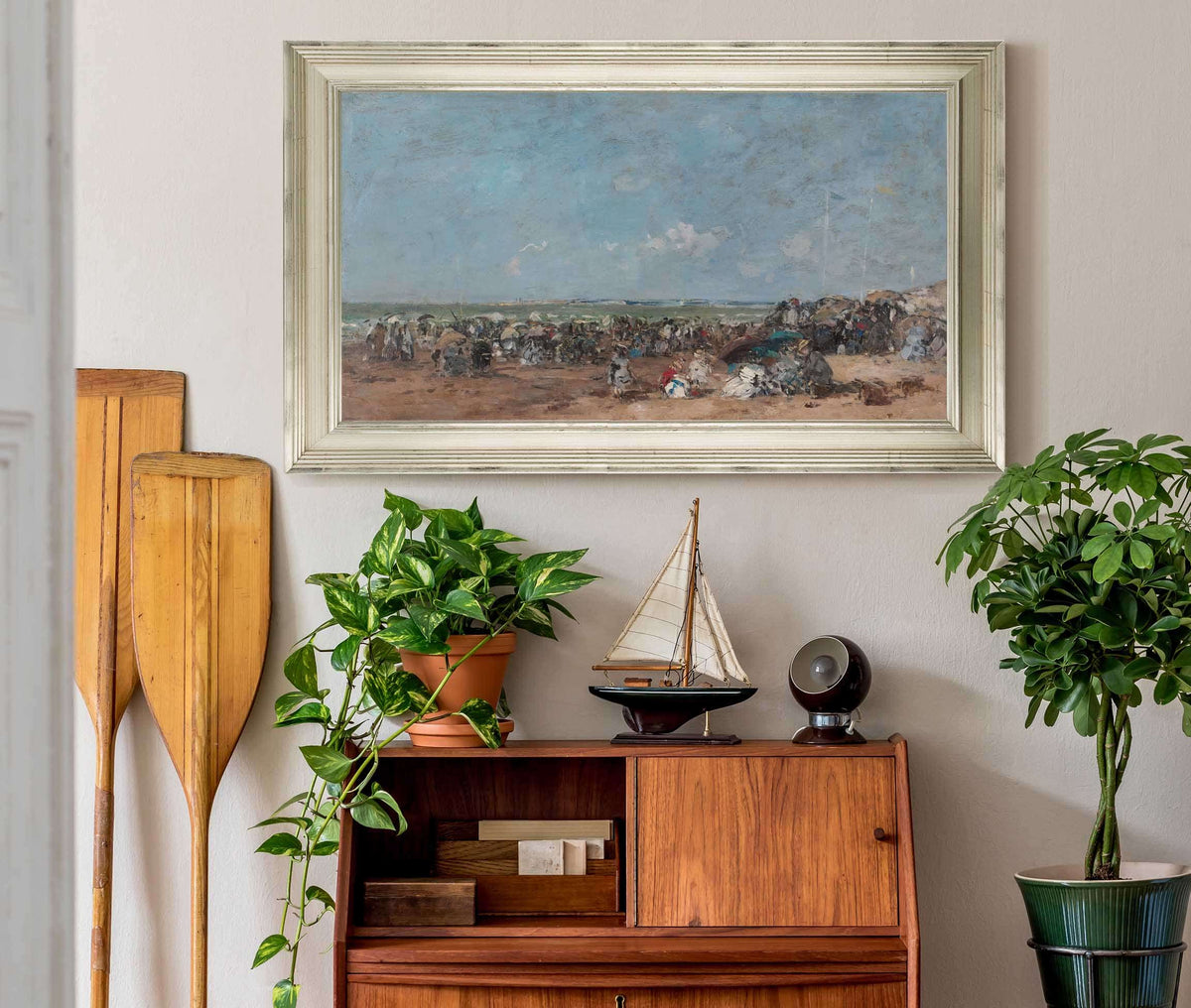 Beach Scene In Trouville   by Eugene Boudin