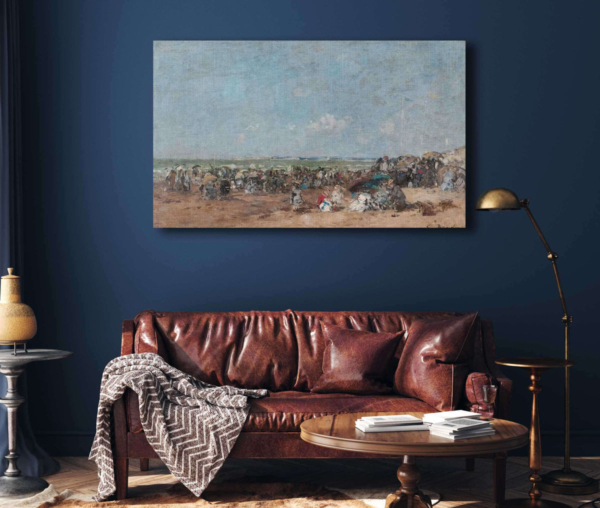 Beach Scene In Trouville   by Eugene Boudin