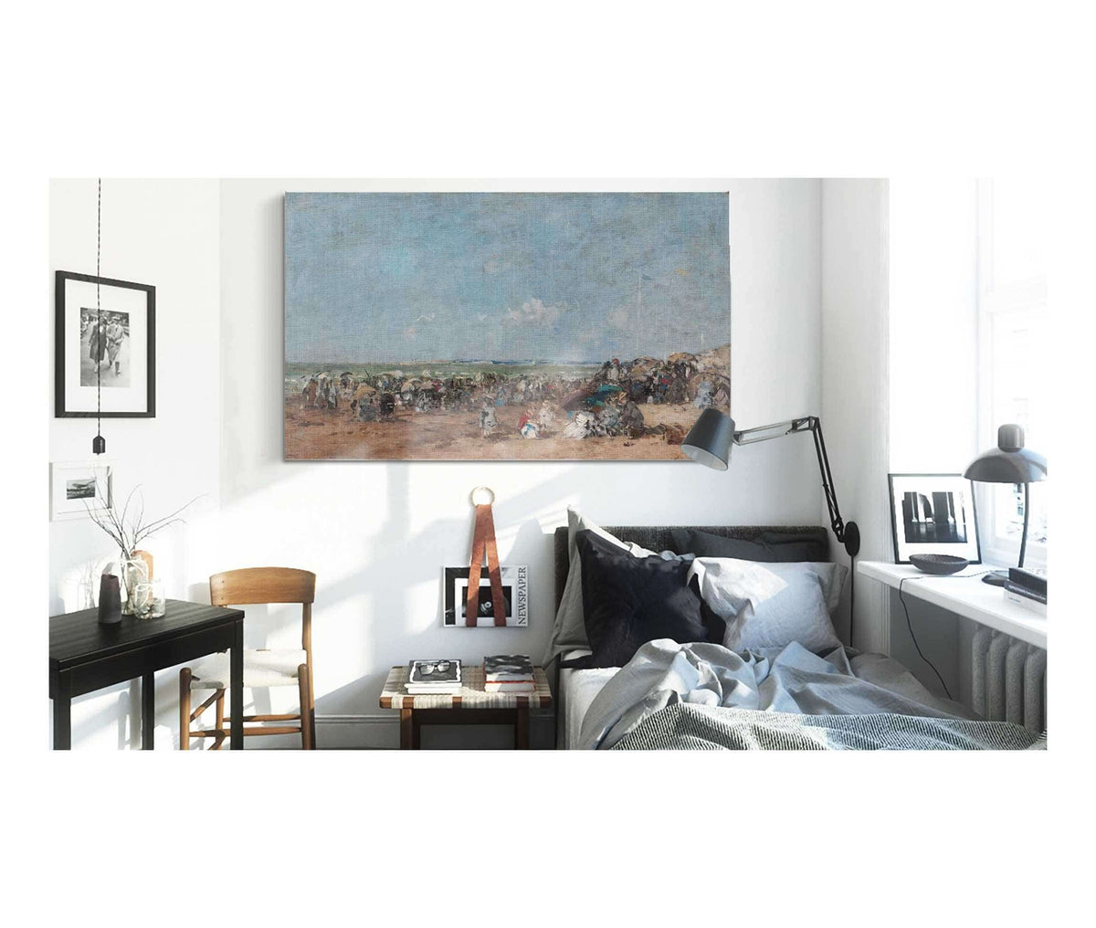 Beach Scene In Trouville   by Eugene Boudin