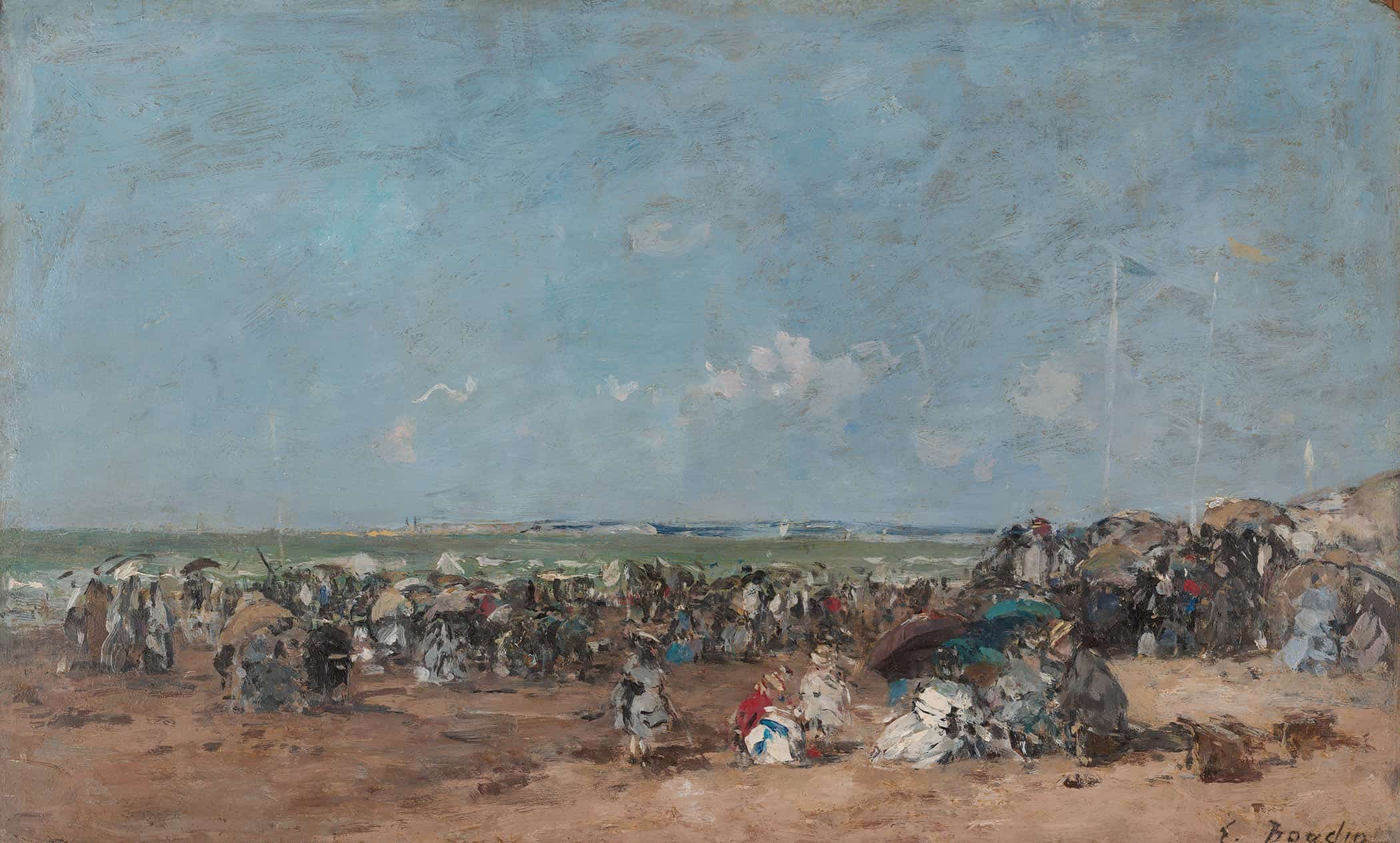 Beach Scene In Trouville   by Eugene Boudin