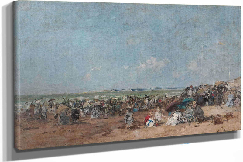 Beach Scene In Trouville   by Eugene Boudin