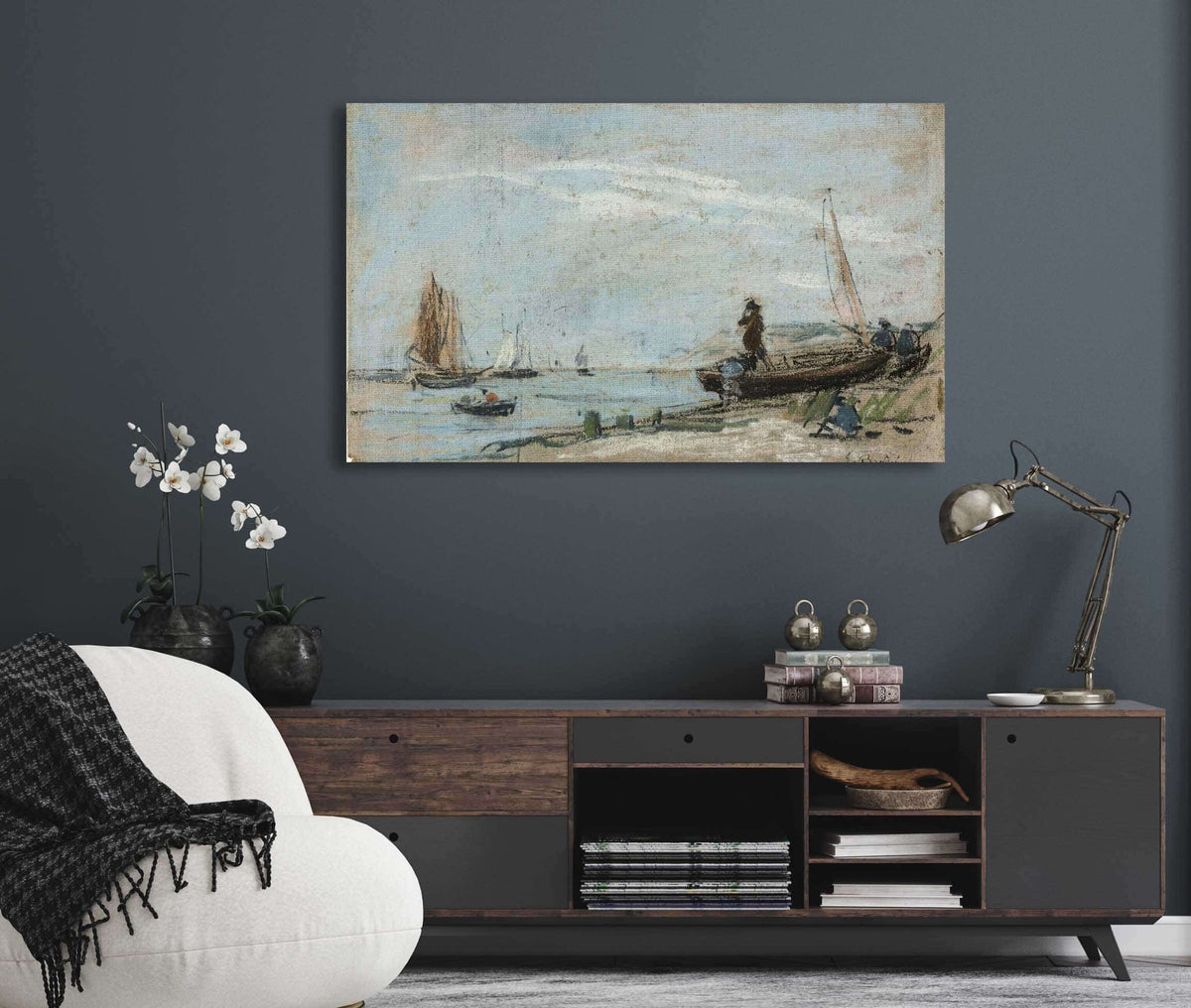 Beach With Fishing Boats by Eugene Boudin