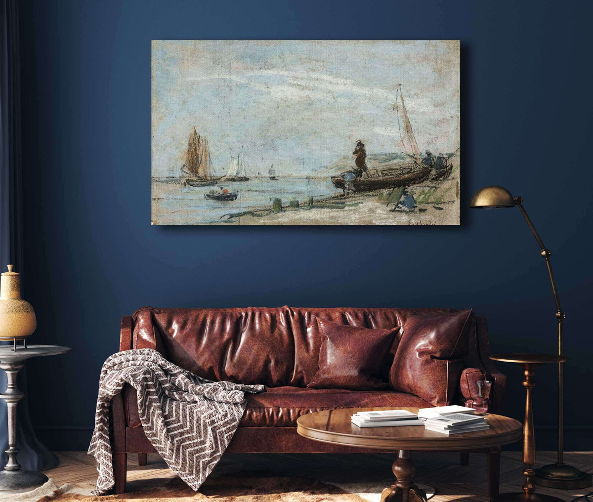 Beach With Fishing Boats by Eugene Boudin