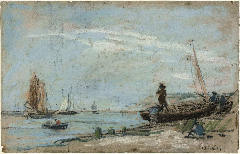 Beach With Fishing Boats by Eugene Boudin