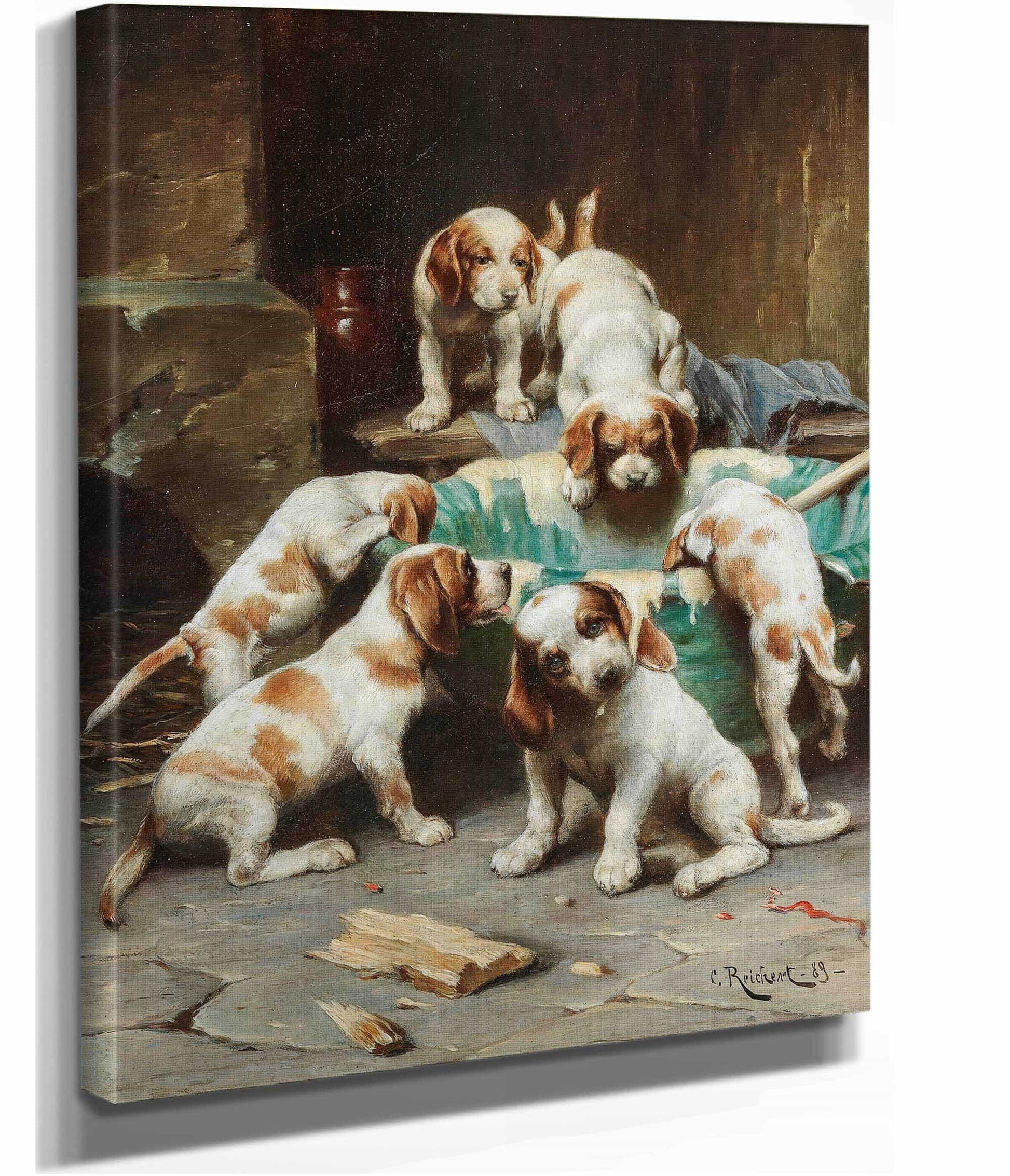 Beagle Puppies Feasting by Carl Reichert