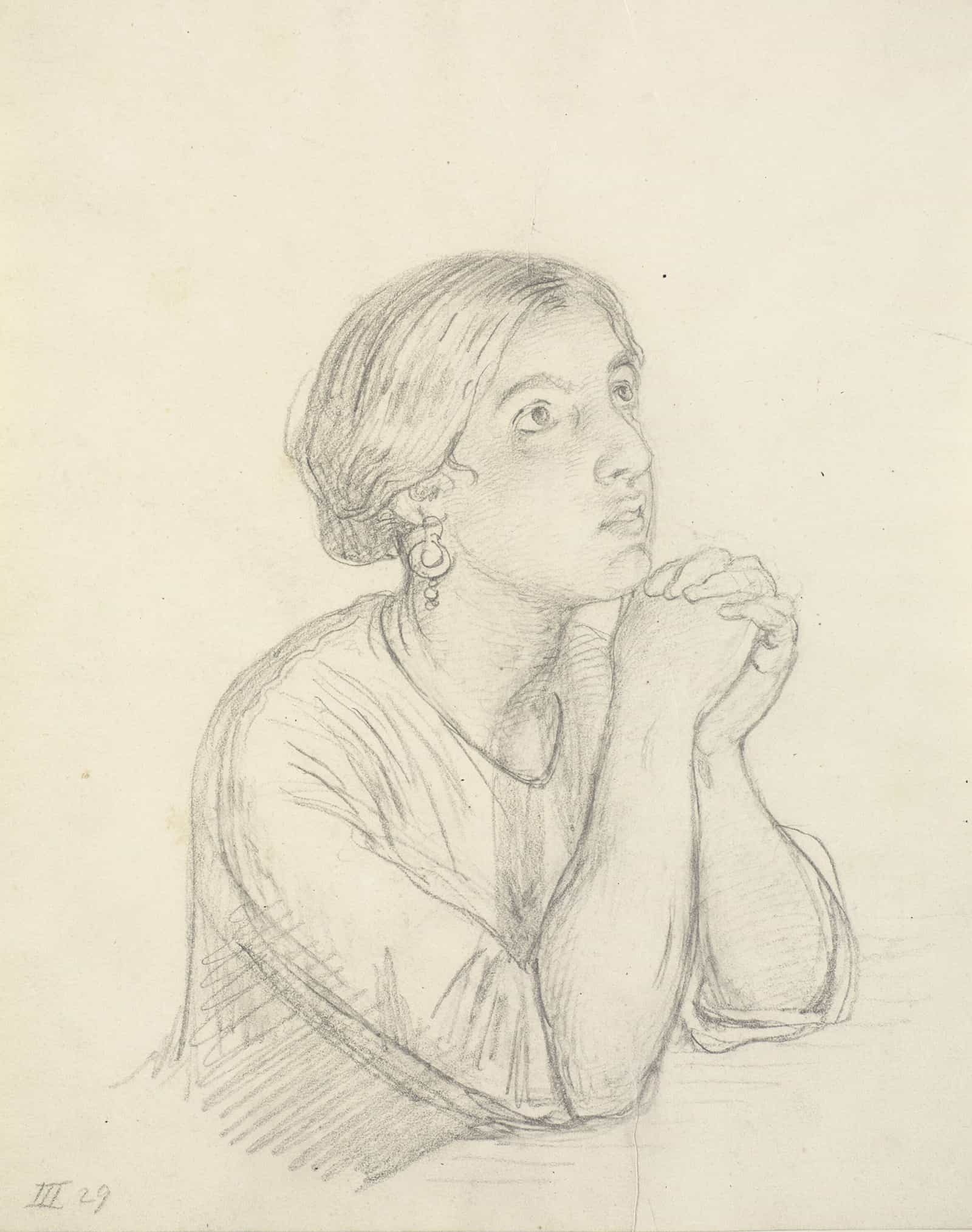 Bedende Italienerinde Brystbillede by Wilhelm Marstrand