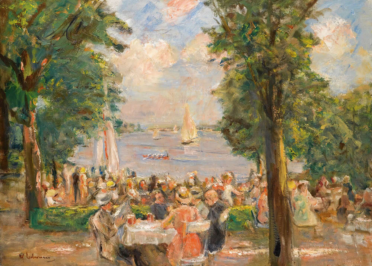 Beergarden Near The Wannsee House On The Lake by Max Liebermann