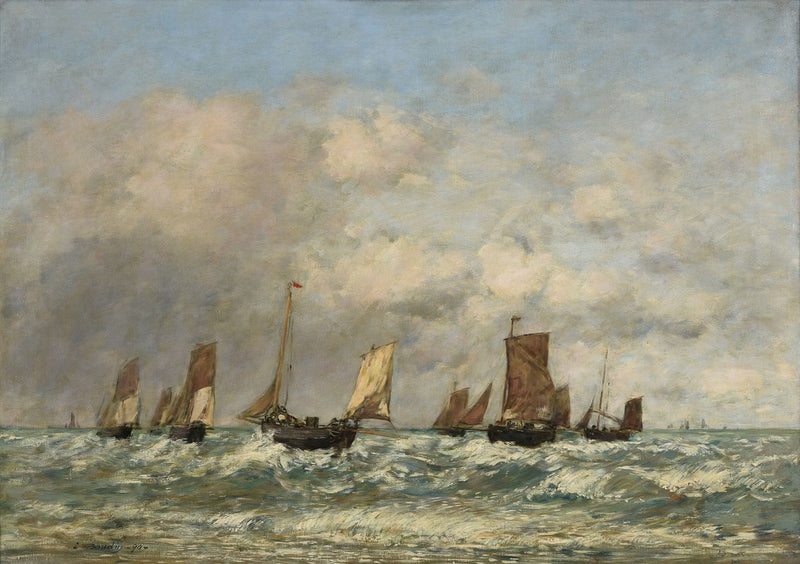 Berck Le Depart Des Barques by Eugene Boudin