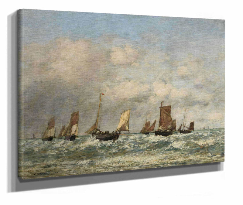 Berck Le Depart Des Barques by Eugene Boudin