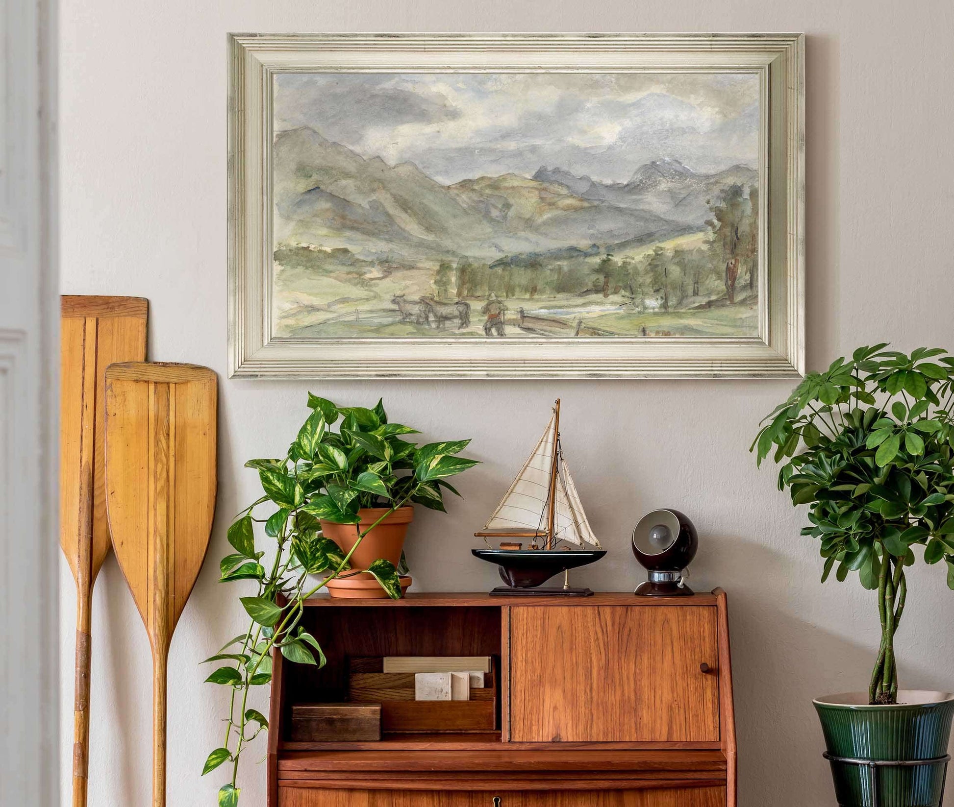 Berglandschap Met Veehoeder En Twee Koeien  by Jozef Israels