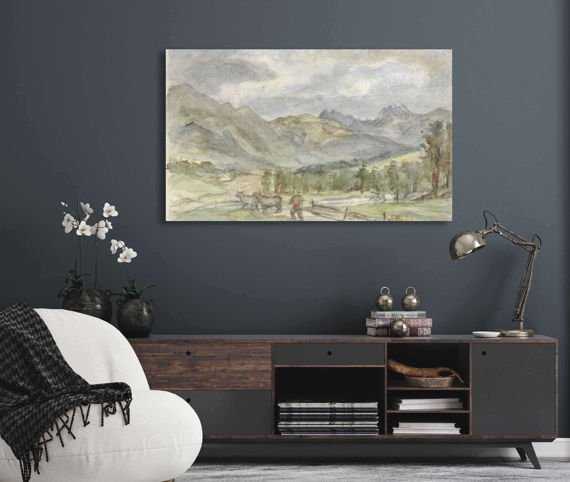 Berglandschap Met Veehoeder En Twee Koeien  by Jozef Israels