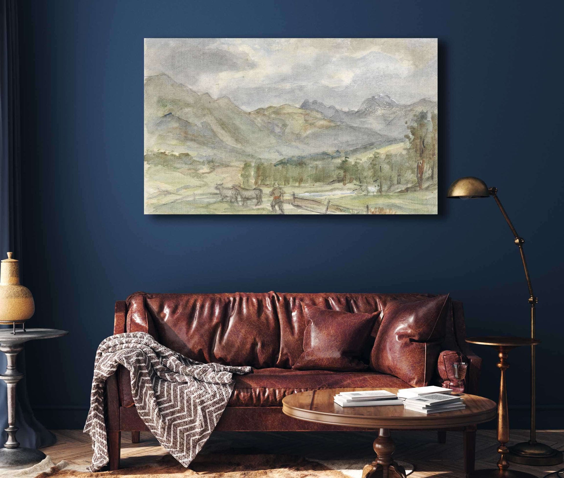 Berglandschap Met Veehoeder En Twee Koeien  by Jozef Israels