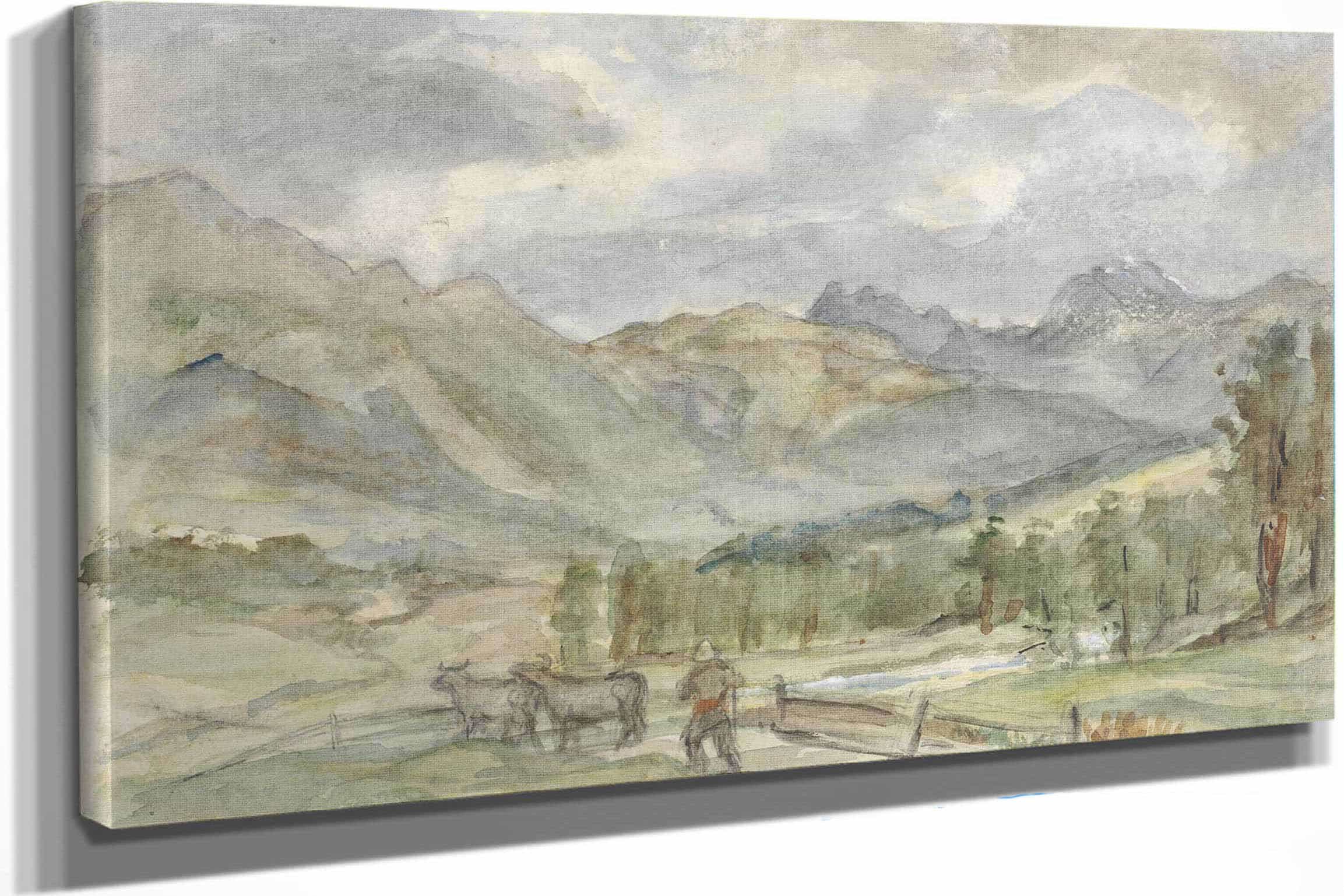 Berglandschap Met Veehoeder En Twee Koeien  by Jozef Israels