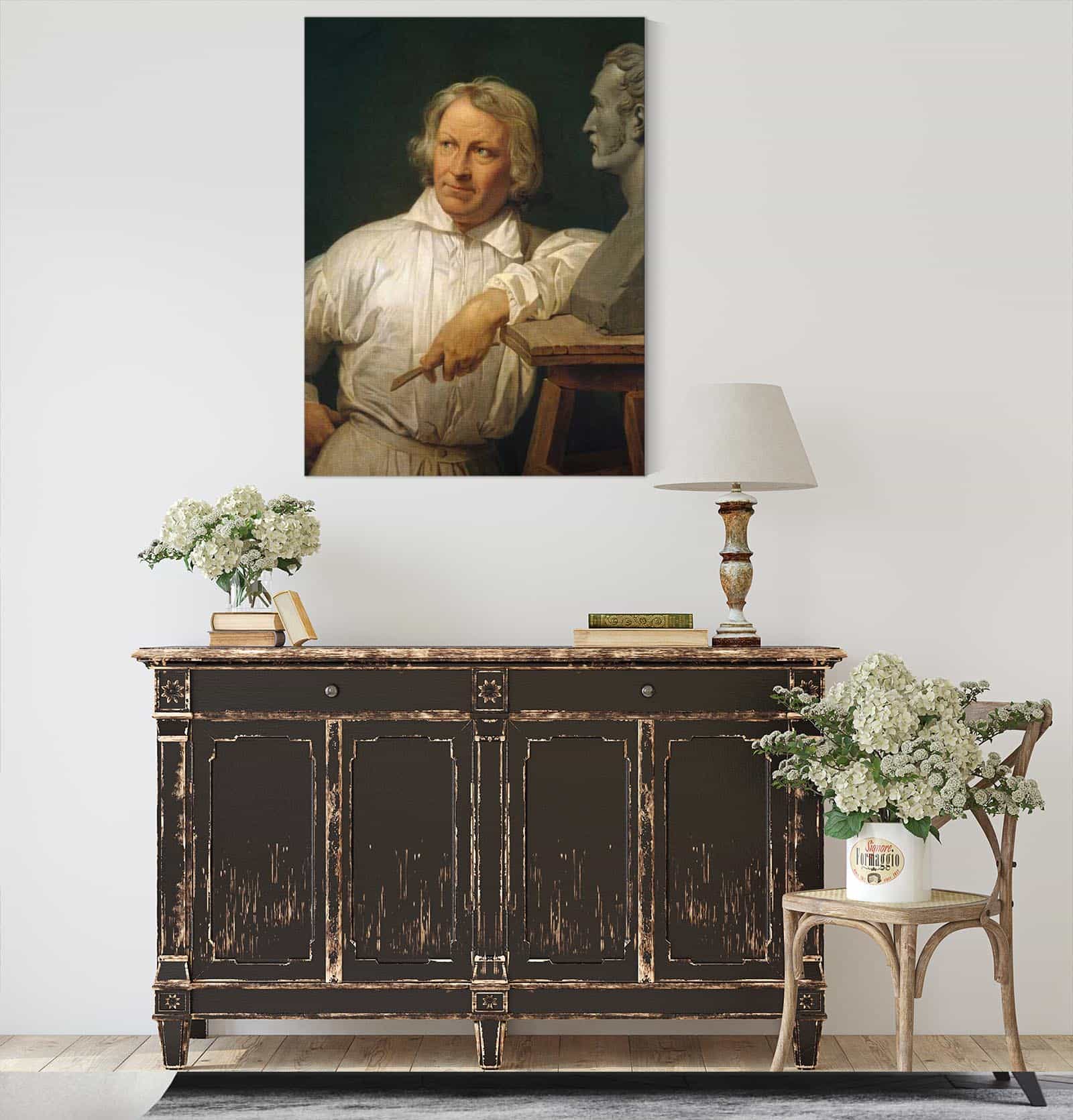 Bertel Thorvaldsen   With The Bust Of Horace Vernet by Horace Vernet