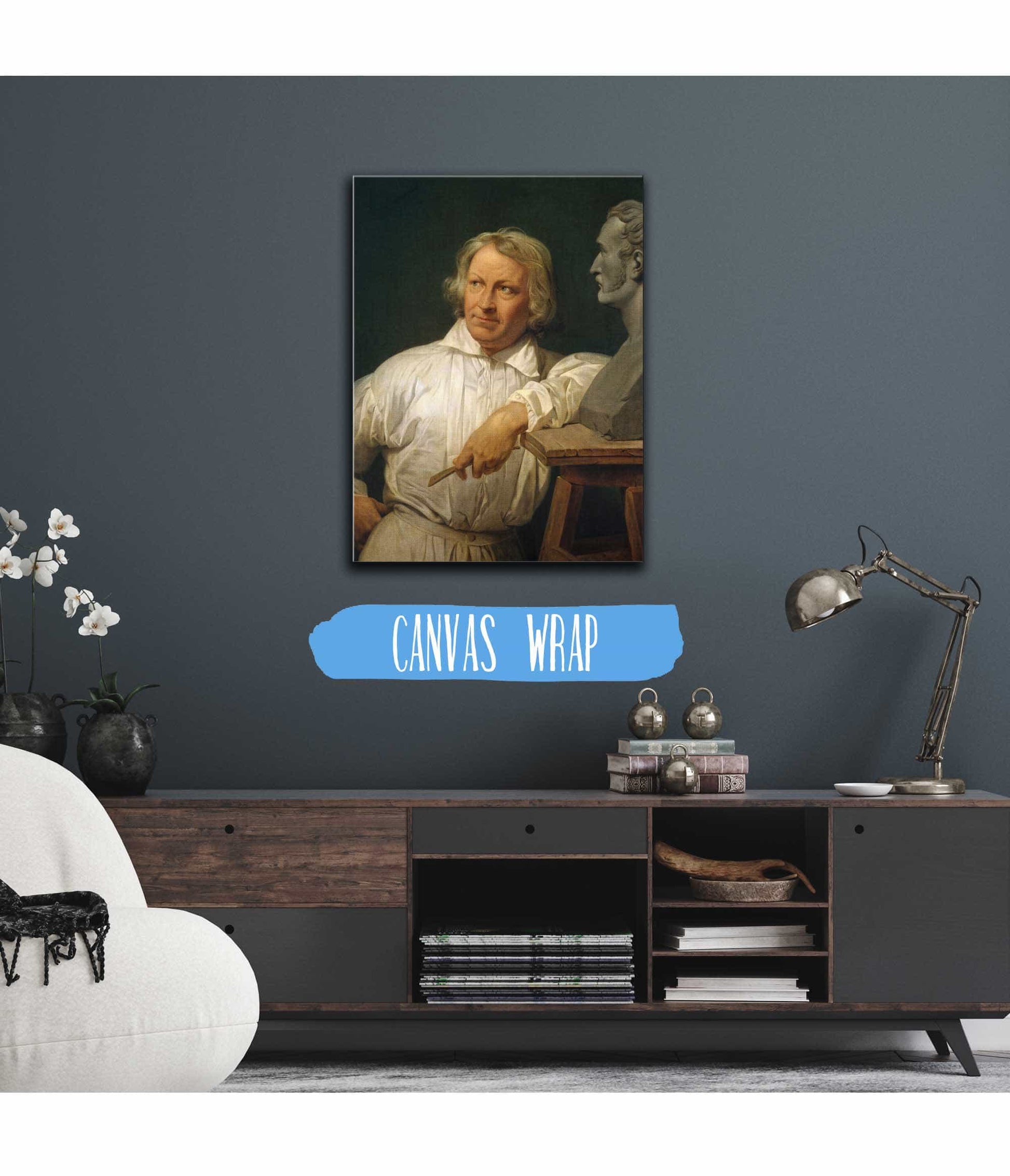 Bertel Thorvaldsen   With The Bust Of Horace Vernet by Horace Vernet