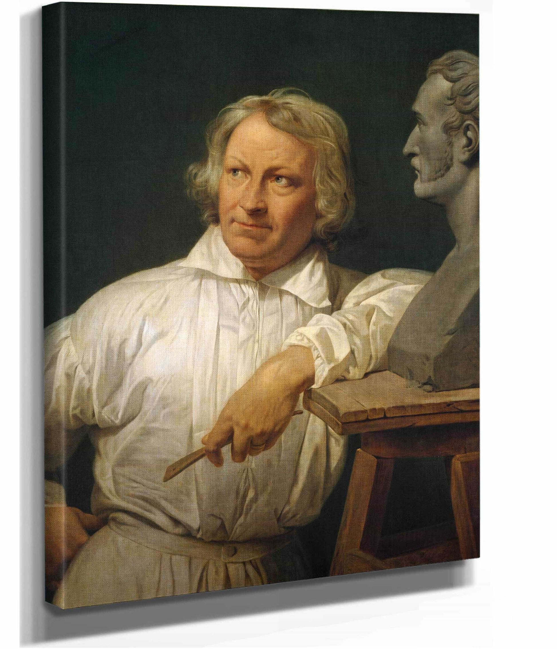 Bertel Thorvaldsen   With The Bust Of Horace Vernet by Horace Vernet