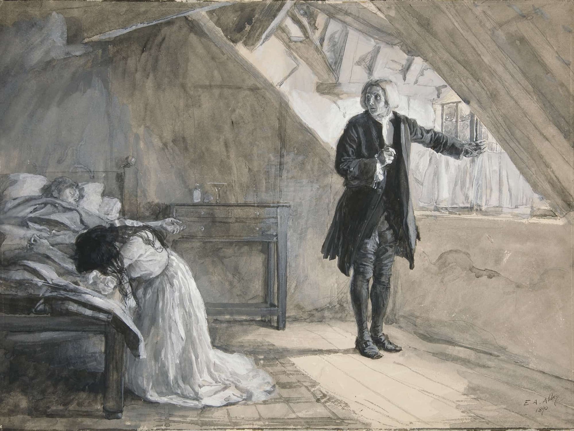 Beside The Bed Where Parting Life Was Village by Edwin Austin Abbey