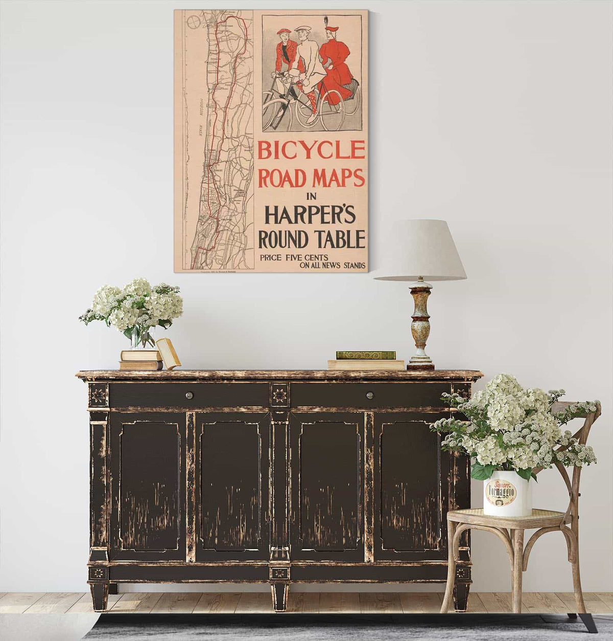 Bicycle Road Maps In Harpers Round Table by Edward Penfield