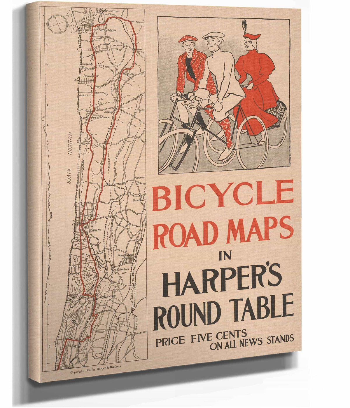Bicycle Road Maps In Harpers Round Table by Edward Penfield