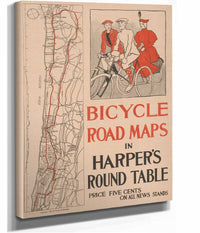 Bicycle Road Maps In Harpers Round Table by Edward Penfield