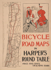 Bicycle Road Maps In Harpers Round Table by Edward Penfield