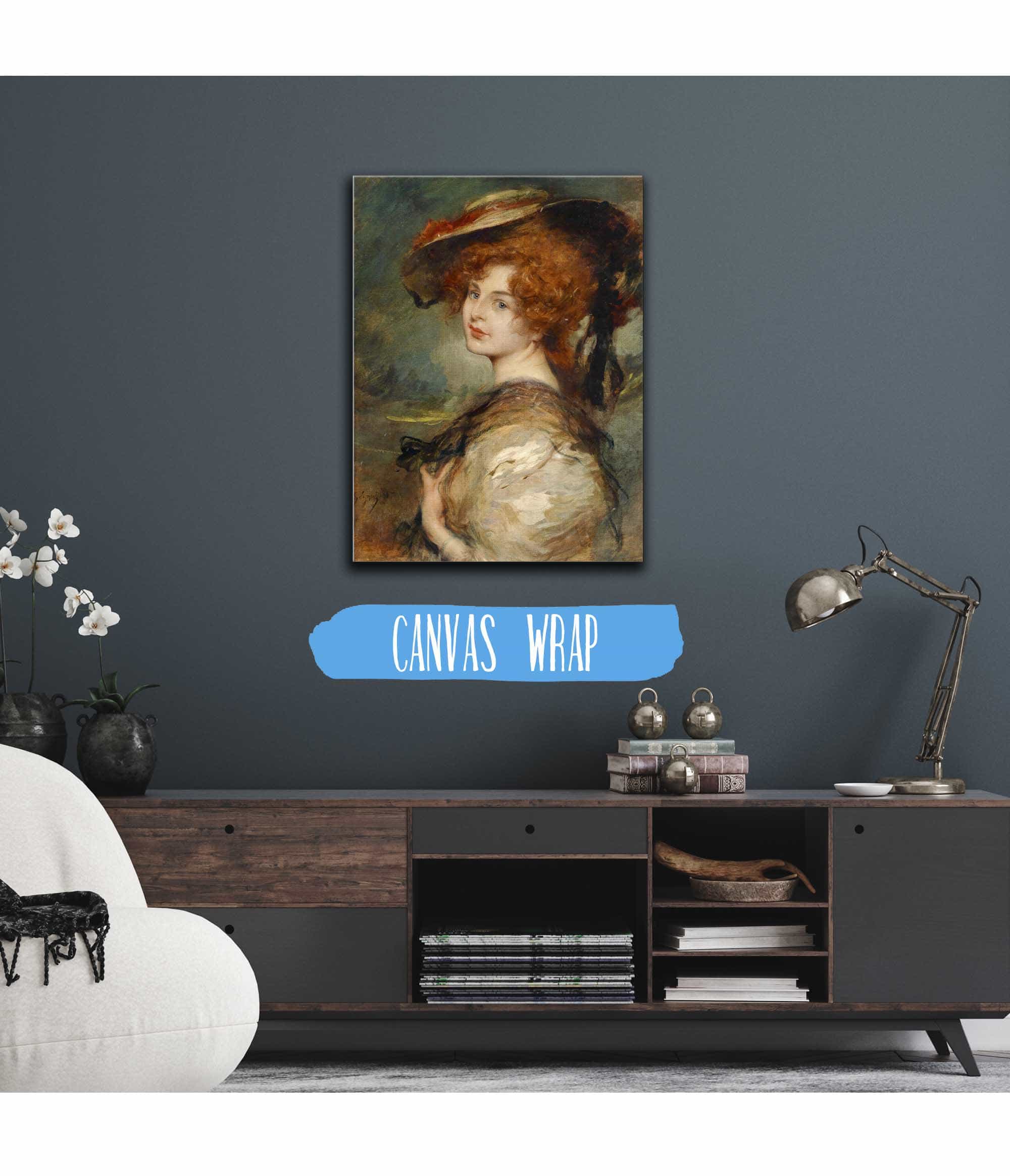 Bildnis Einer Dame Mit Rotem Haar Und Hut by Leopold Schmutzler