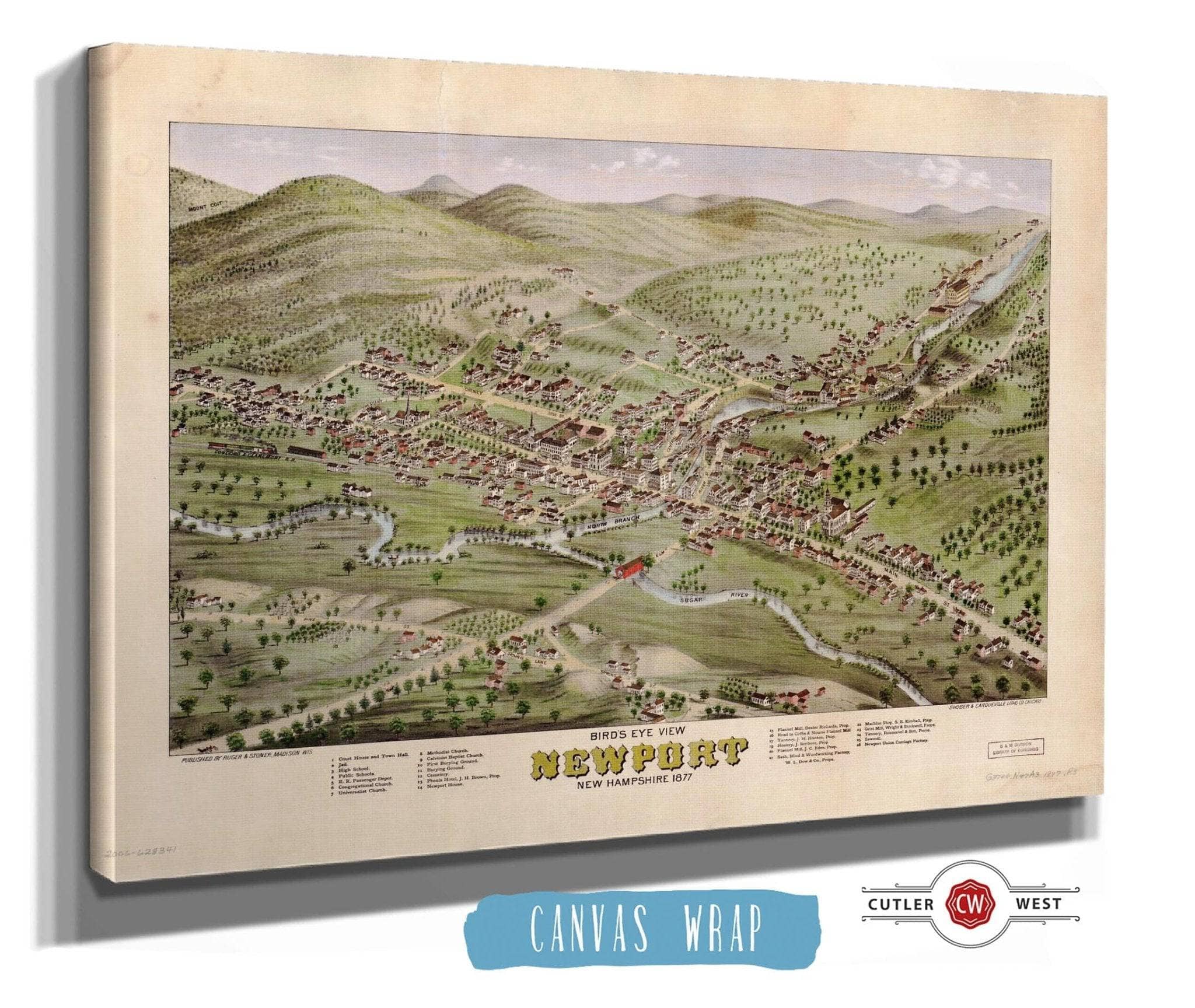Birds Eye View Newport New Hampshire 1877 State of New Hampshire