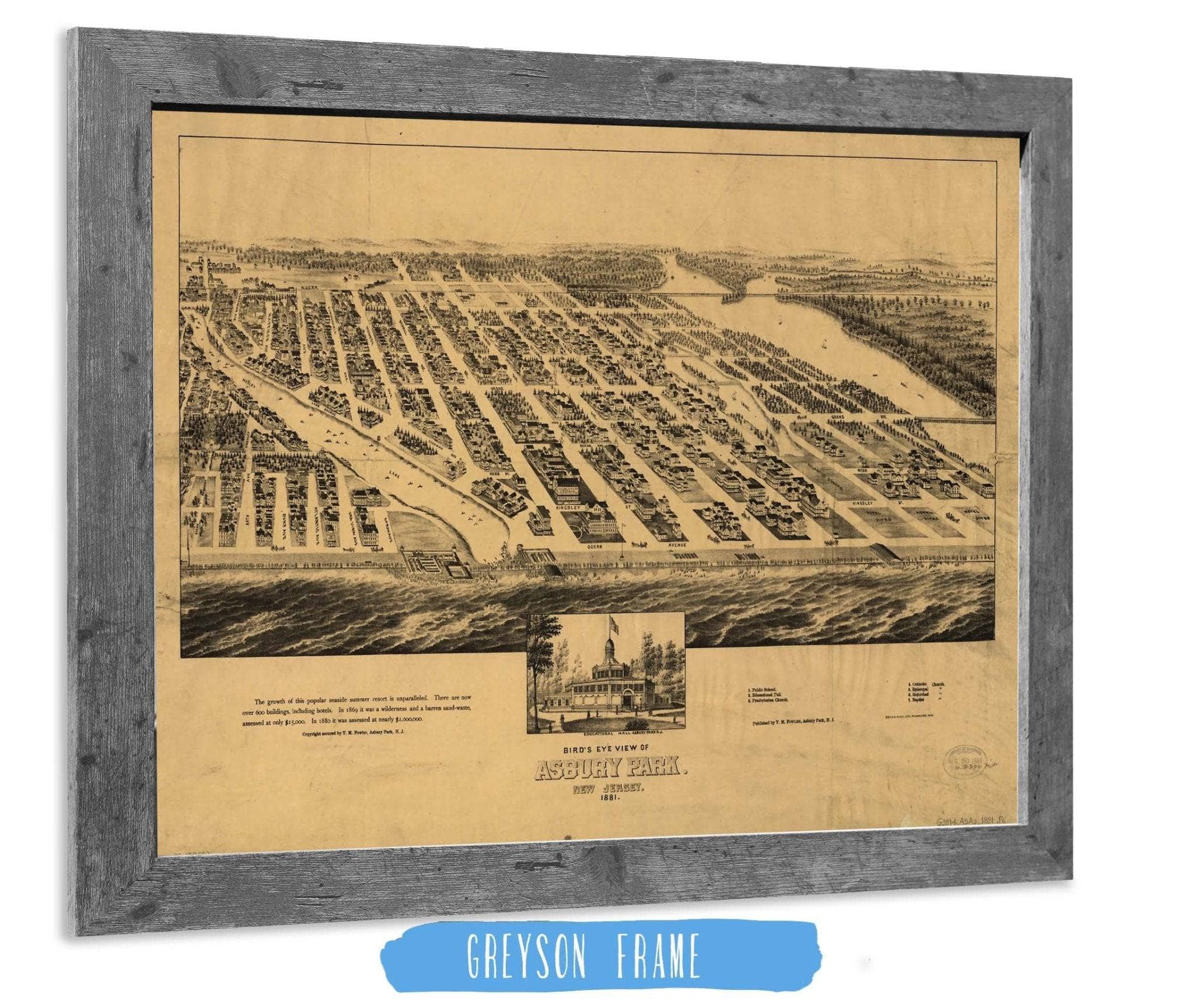Birds Eye View Of Asbury Park New Jersey 1881 State of New Jersey