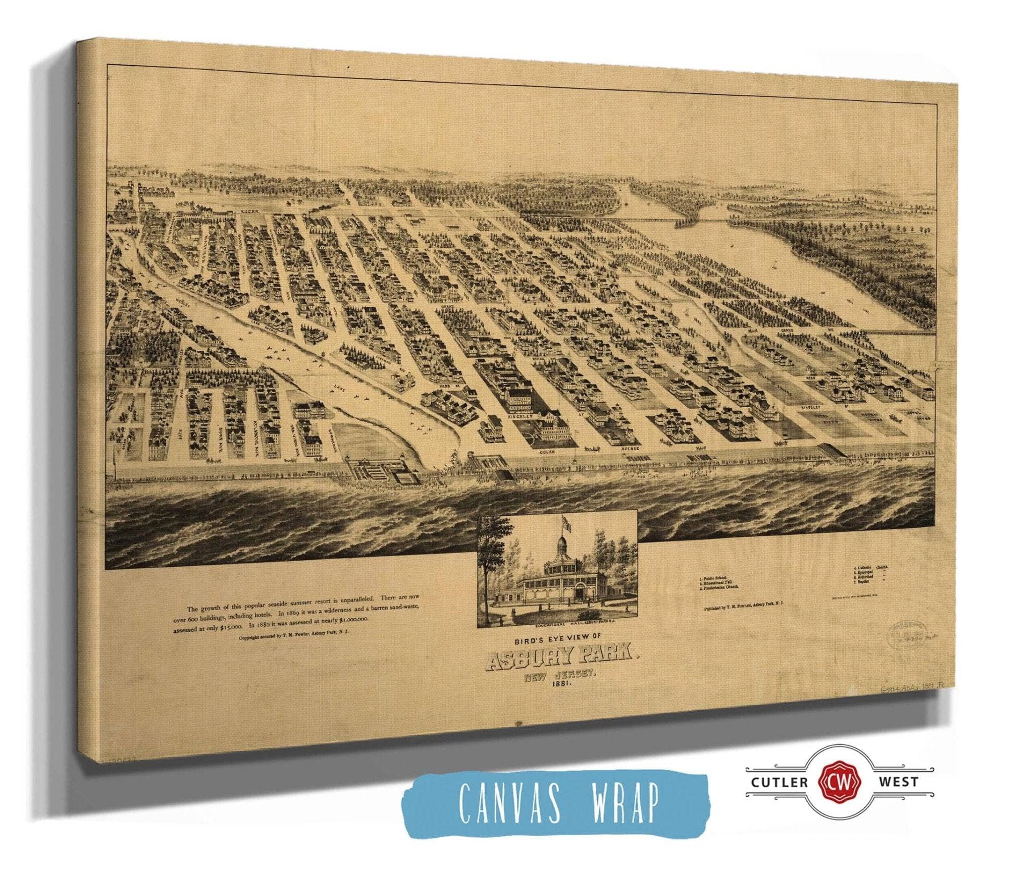 Birds Eye View Of Asbury Park New Jersey 1881 State of New Jersey