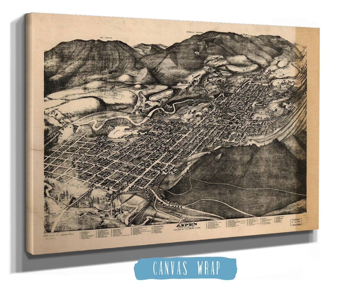 Birds Eye View Of Aspen Pitkin Co Colo 1893 State